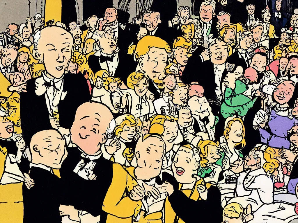 Image similar to Tin Tin gets married, illustration by Hergé