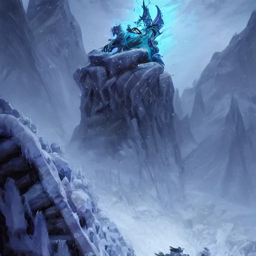 Prompt: cold portrait of ice spikes rising from the ground, epic fantasy style, in the style of Greg Rutkowski, hearthstone artwork