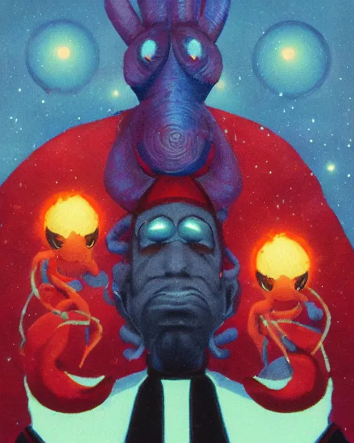 Prompt: Portrait of Zoidberg as a Starfleet officer by Paul Lehr