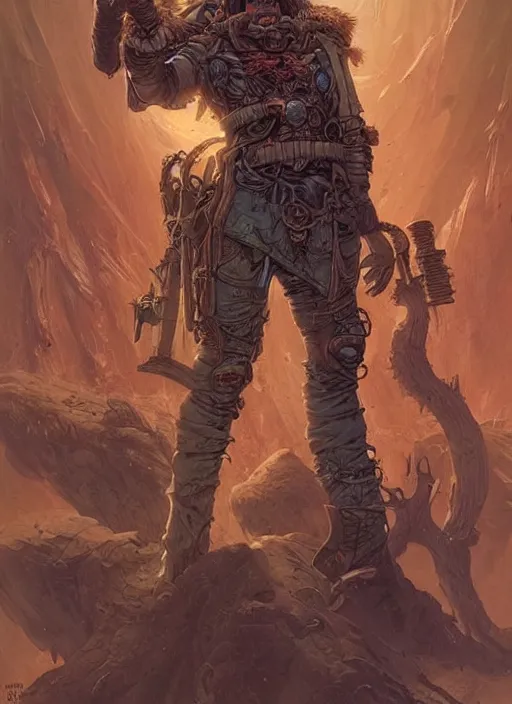 Image similar to hyper realistic photography portrait of postapocalyptic medieval religious occult amazon cinematic, brom, moebius, juan gimenez, peter mohrbacher