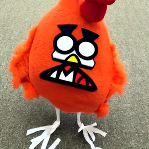 Image similar to chicken dressed as an inmate