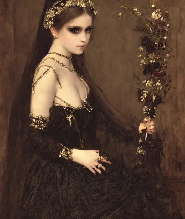 Image similar to gothic princess portrait by william - adolphe bouguerea, highly detailded