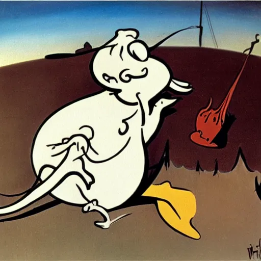 Image similar to the moomins, dali painting, very detailed!, high quality, 4 k