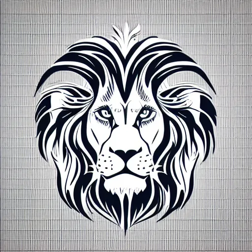 Prompt: white lion logo , vector illustration , 2d