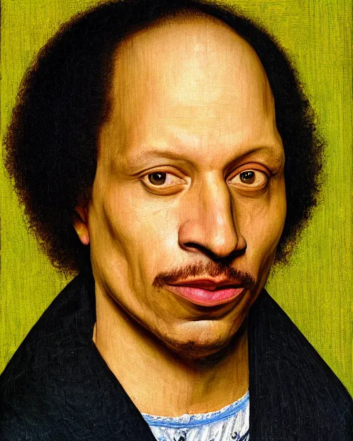 Image similar to a portrait of eric andre painted by jan van eyck, 4 k detail, portrait