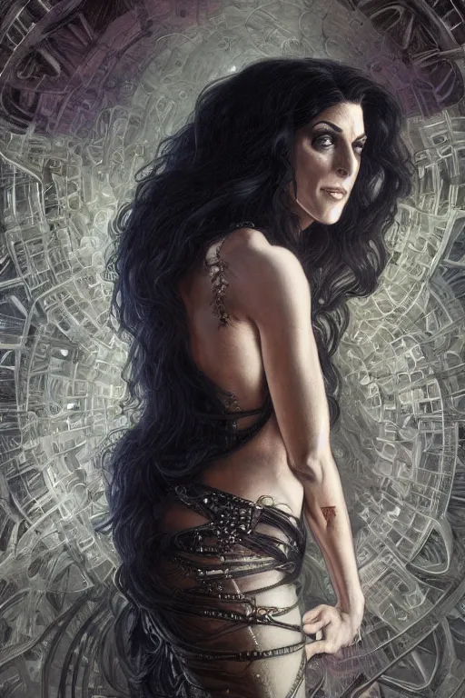 Image similar to ultra realistic illustration, a full body portrait of deanna troi as death of the endless, the sandman, intricate, elegant, highly detailed, digital painting, artstation, concept art, smooth, sharp focus, illustration, art by artgerm and greg rutkowski and alphonse mucha