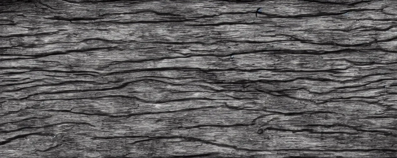 Image similar to 2d aged and worn horizontal woodgrain, black and white detailed photorealistic texture