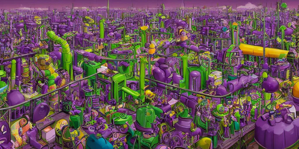 Image similar to Wonka's Factory, detailed digital art, trending on Artstation