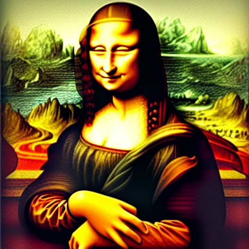 Image similar to The Mona Lisa giving the middle finger.