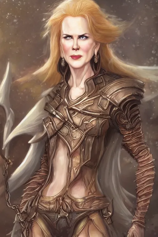 Prompt: nicole kidman portrait as a dnd character fantasy art.