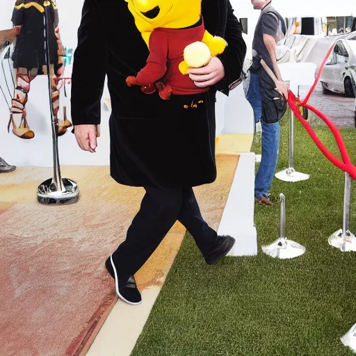 Image similar to elon musk cosplaying as winnie the pooh