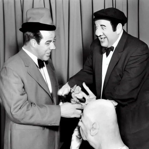 Prompt: Abbott and Costello meet Gilbert Gottfried