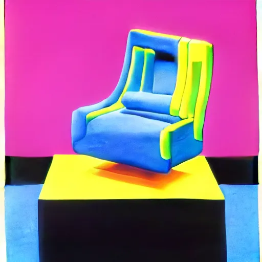 Image similar to chair by shusei nagaoka, kaws, david rudnick, airbrush on canvas, pastell colours, cell shaded, 8 k