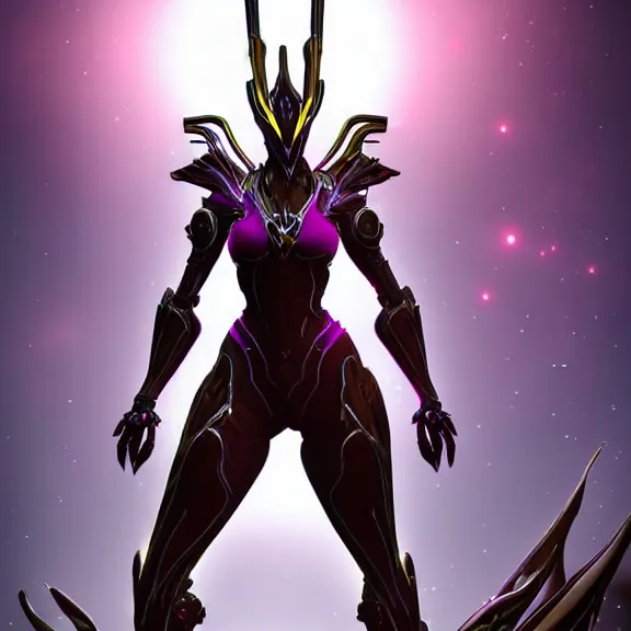 Image similar to highly detailed giantess shot exquisite warframe fanart, looking up at a giant 500 foot tall beautiful stunning saryn prime female warframe, as a stunning anthropomorphic robot female dragon, looming over you, dancing elegantly over you, your view upward between the legs, white sleek armor with glowing fuchsia accents, proportionally accurate, anatomically correct, sharp robot dragon paws, two arms, two legs, camera close to the legs and feet, giantess shot, upward shot, ground view shot, leg and thigh shot, epic low shot, high quality, captura, realistic, professional digital art, high end digital art, furry art, macro art, giantess art, anthro art, DeviantArt, artstation, Furaffinity, 3D realism, 8k HD octane render, epic lighting, depth of field