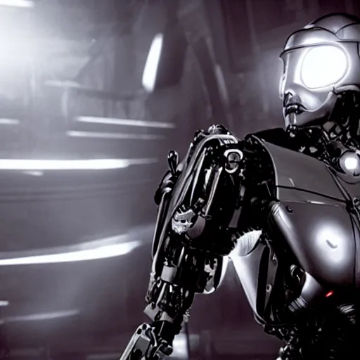 Prompt: movie still of a cool cyborg, cinematic composition, cinematic light, by tobe hopper