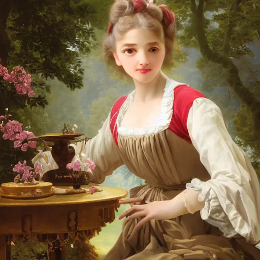 Prompt: A fantasy book style portrait painting of a dressmaker, François Boucher, Oil Painting, unreal 5, DAZ, hyperrealistic, octane render, Regal, Refined, Detailed Digital Art, RPG portrait, William-Adolphe Bouguereau, Michael Cheval, Walt Disney (1937), Volumetric Golden dappled dynamic lighting, Highly Detailed, Cinematic Lighting, Unreal Engine, 8k, HD