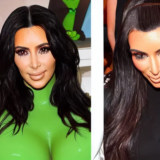 Prompt: kim kardashian and shrek