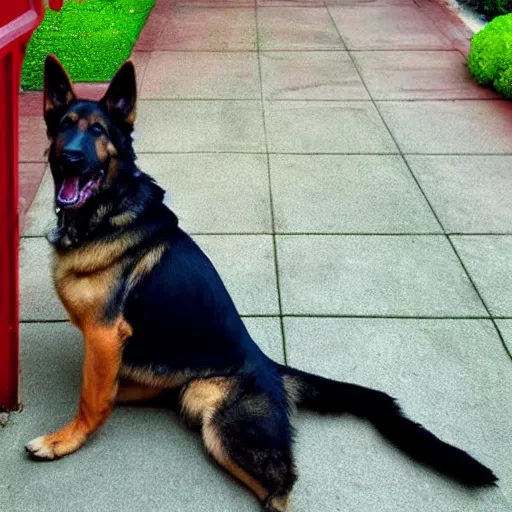 Prompt: a german shepherd waiting patiently for his owner to get home, photograph, hyper realistic,