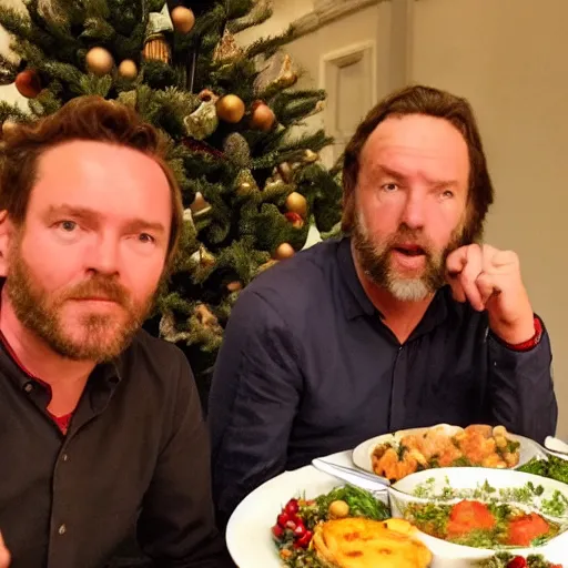 Image similar to Dutch van der Linde and Colm O'Driscoll sharing a Christmas dinner together