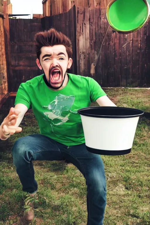 Image similar to jacksepticeye yelling at a bucket