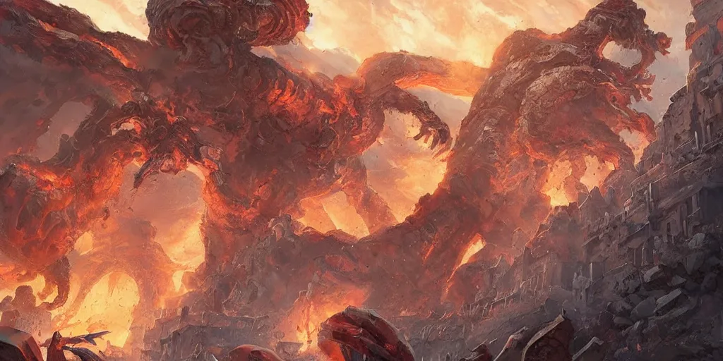Prompt: pompeii 5 seconds before being destroyed by the volcano, art by artgerm and greg rutkowski and magali villeneuve, d & d, fantasy, highly detailed, digital painting, trending on artstation, concept art, sharp focus, illustration