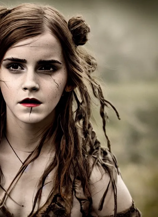 Prompt: photography emma watson prehistoric victorian berserker cinematic