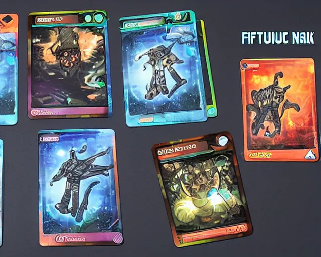 Image similar to futuristic nft card game, full - view