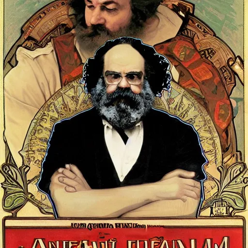 Image similar to a portrait of rainn wilson dressed as karl marx, in a soviet propaganda style, 4 k, ultra detailed, by yperdetailed by alphonse mucha and william - adolphe bouguereau and john william waterhouse