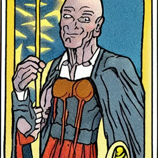 Image similar to tarot card death of Patrick stewart