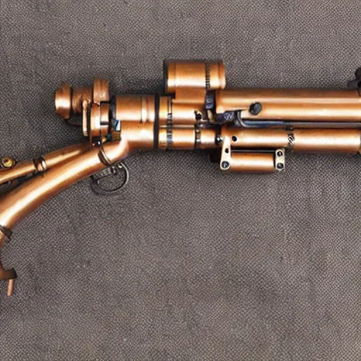 Image similar to A steampunk gun, 4k, ultra hd