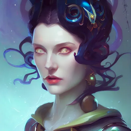 Image similar to a portrait of a beautiful morgan le fay, art by pete mohrbacher and guweiz and ilya kuvshinov, digital art, highly detailed, intricate, sci - fi, sharp focus, trending on artstation hq, deviantart, unreal engine 5, 4 k uhd image