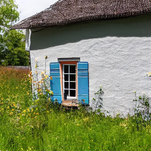 Prompt: photograph of a small swedish cottage in the countryside