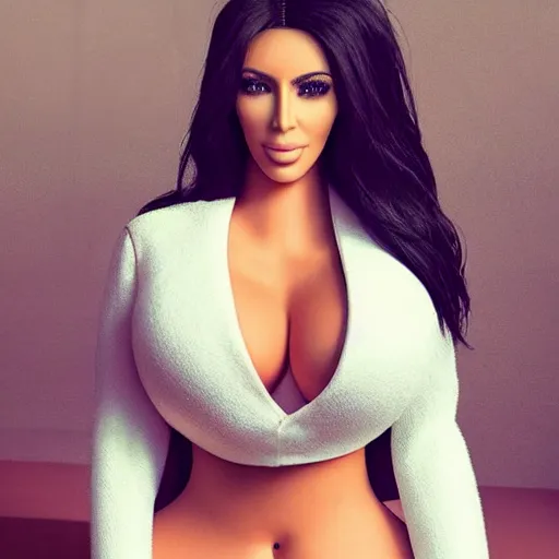 Image similar to kim kardashian as a blowup doll.