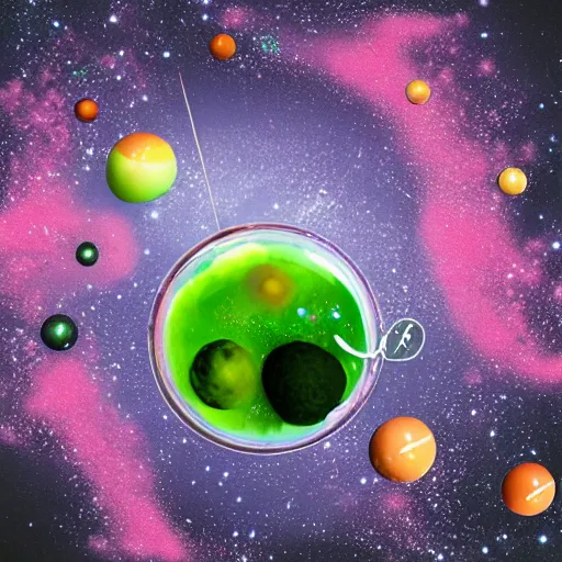 Image similar to a universe in a bubble tea