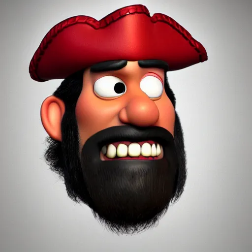 Image similar to portrait of the pirate blackbeard. pixar disney 4 k 3 d render funny animation movie oscar winning trending on artstation and behance. ratatouille style.