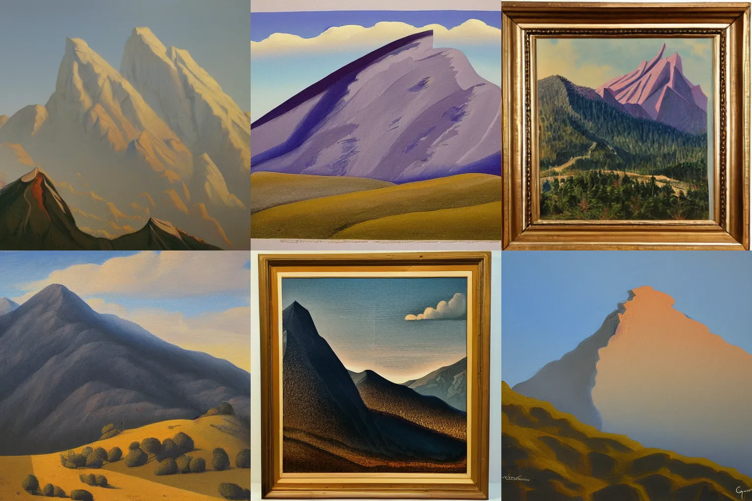 Prompt: Gerardo Dottori painting of a mountain