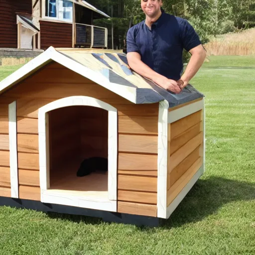 Prompt: hgtv show where a married couple designs a luxury doghouse