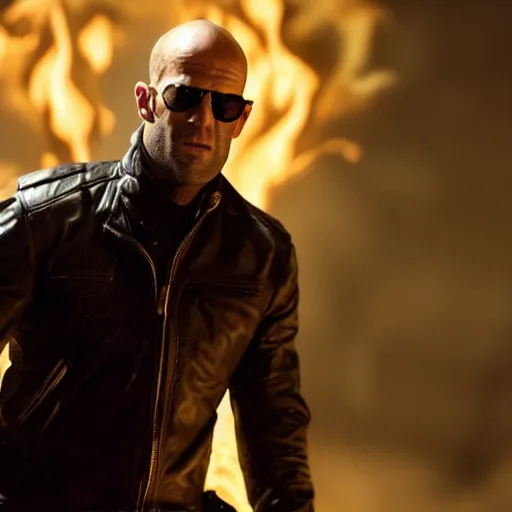 Image similar to Jason Statham as ghost rider 4K detail