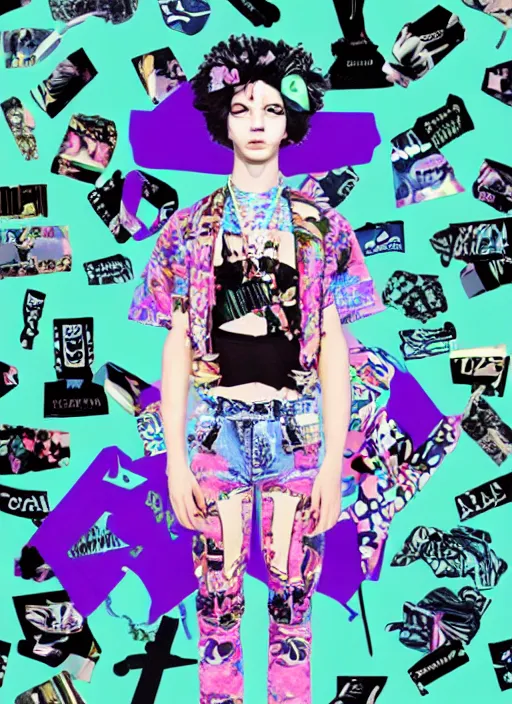 Image similar to vaporwave resort balenciaga military, hot topic, decora inspired, visual art