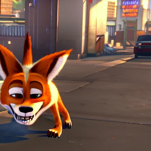 Image similar to Screenshot from Payday 2 featuring Nick Wilde (from Zootopia)