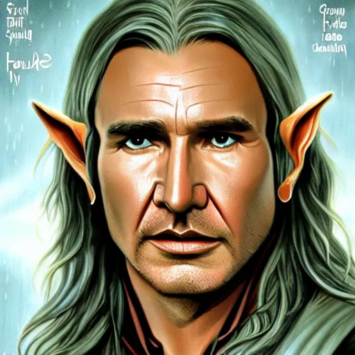 Prompt: fanart of Harrison ford as thranduil