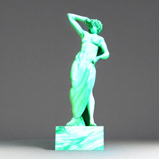 Image similar to big 3 d rendered fancy cyan marble statue