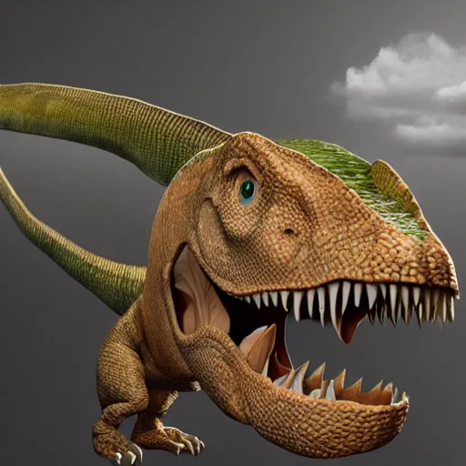 Prompt: dinosaur eating banana, 8 k, hd, trending on artstation