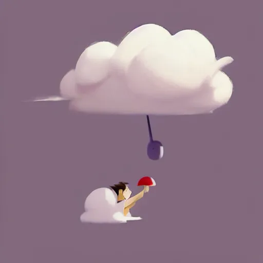 Prompt: goro fujita ilustration a graceful fluffy cloud raining on a flat background, painting by goro fujita, sharp focus, highly detailed, artstation