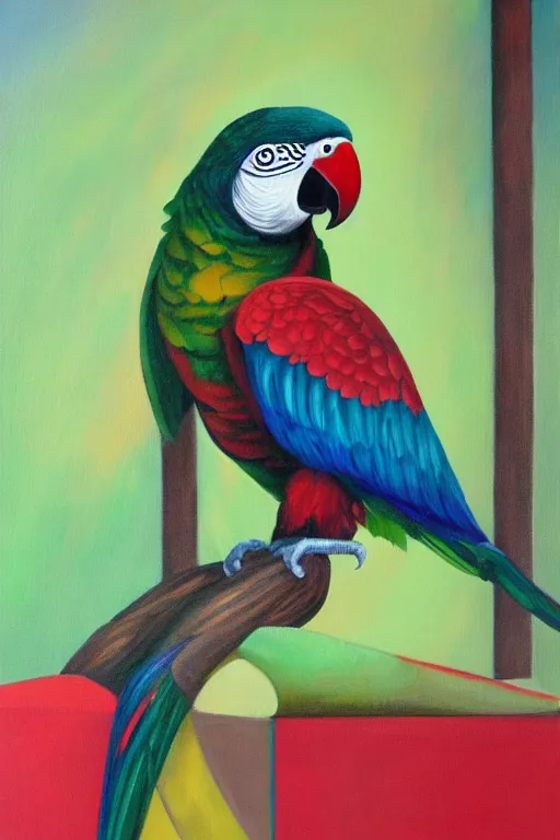 Prompt: a parrot named pedro, oil on canvas