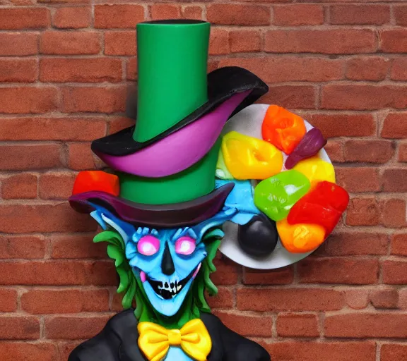 Prompt: grim-hatter, meatallic sculpture acid colors H 576