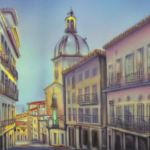 Image similar to city of lisbon, concept art, pastel soft colors, in the style of robert hickox, oscar galvan