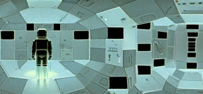 Prompt: film still from 2 0 0 1 : a space odyssey ( 1 9 6 8 ) in the style of cronenberg, super panavision 7 0 lenses, 6 5 mm ( eastman 5 0 t 5 2 5 1 )