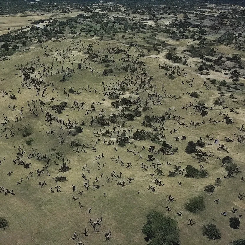 Prompt: “Drone footage of a medieval battle field”