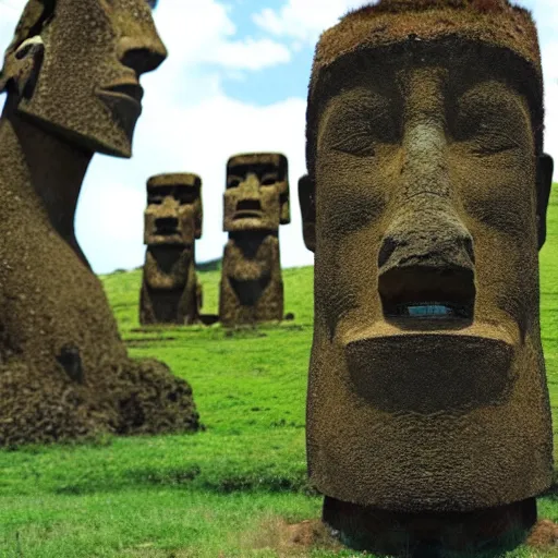 Image similar to makoto shinkai easter island head